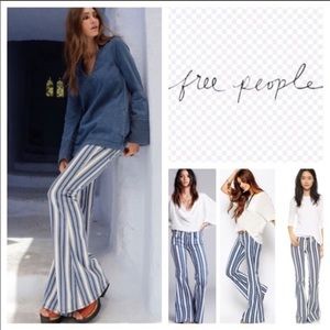New Free People Striped High Waist Bell Bottoms